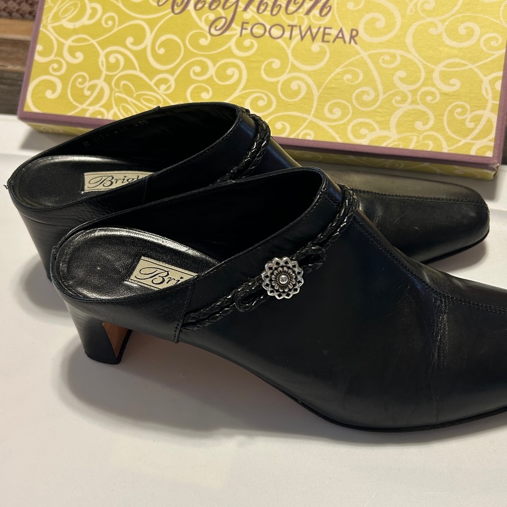 Brighton Black Leather Mules with Silver Accent. Size 9M. Good condition - Picture 3 of 9